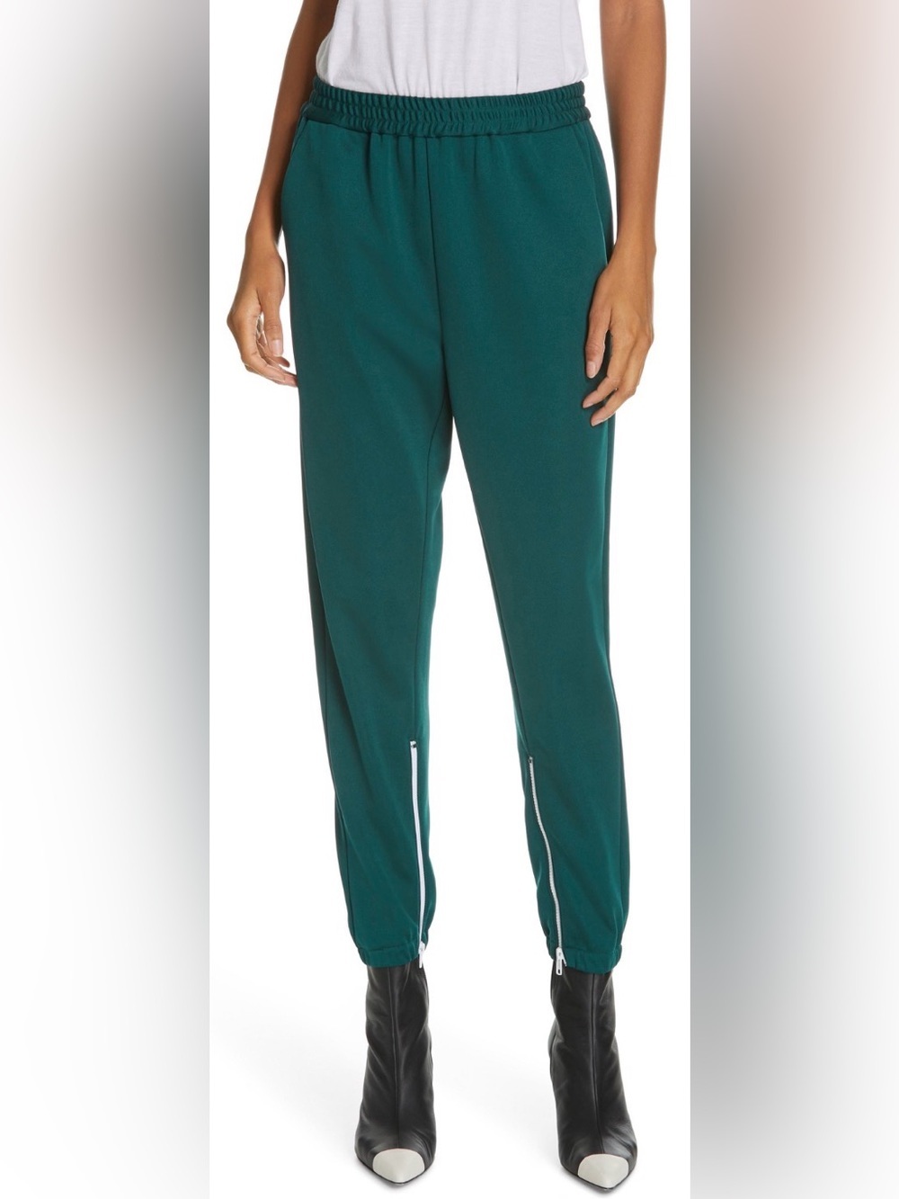 Tibi Zep Hem Joggers Dark Green Size XXS